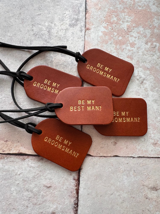 Leather tags for your best man and groomsmen