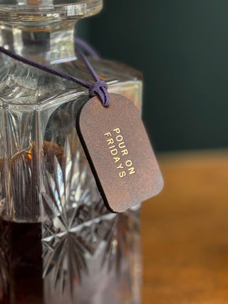 Hand Dyed Leather Bottle Tag - Personalised gifts for the home - gifts for the bar - little extra gifts - Father’s Day gifts