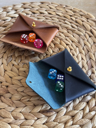 Hand Made Leather Games Night Gift Set-  Deck of Card and Dice Holder.