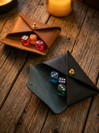 Hand Made Leather Games Night Gift Set-  Deck of Card and Dice Holder.
