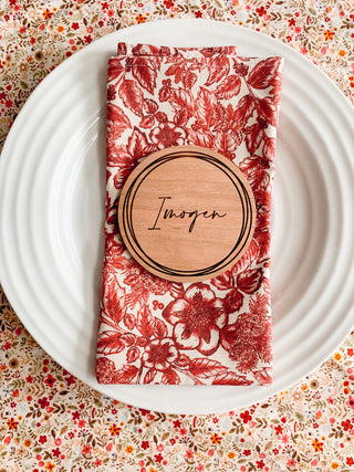 Cherry Wooden Personalised Coaster Place Setting