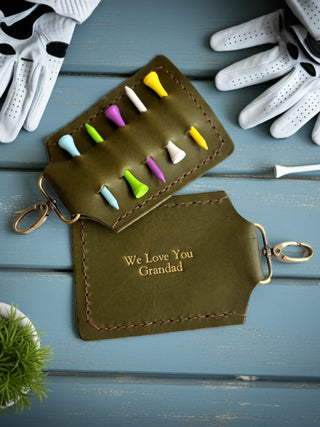 Personalised Leather Claret Red Golf Tee Holder