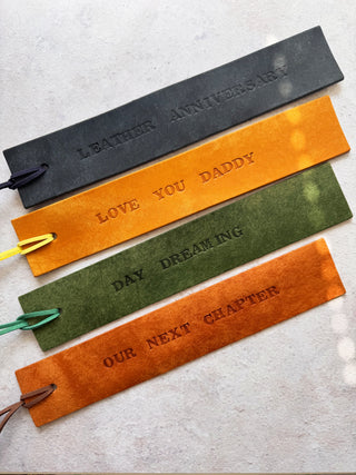 personalised leather bookmark