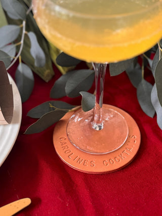 Christmas Personalised Hand Stamped Leather Coasters