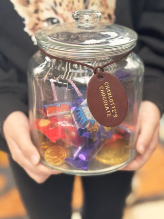 Personalised Oval Leather Chocolate Jar Label