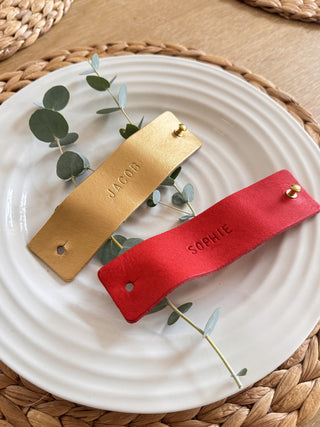 Christmas Personalised Hand Stamped Leather Napkin Rings