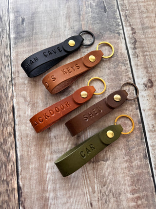 Classic Personalised Loop Leather Keyring
