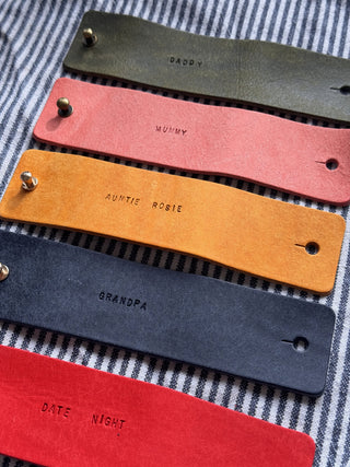 Mini Text Personalised Leather Napkin Rings