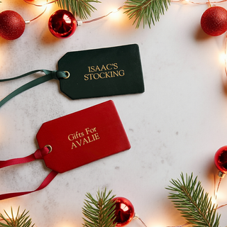 Gold Foiled Personalised Leather Gift Tags