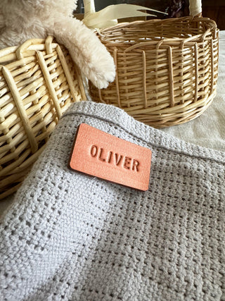 Handmade Personalised Leather Tags, Newborn Basket, Welcome Home Gift, Gift For Baby, Baby Hamper Tag, Baby Blanket Tag,