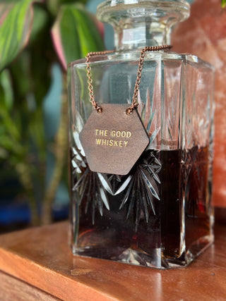 Hexagon Leather Bottle Tag - Personalised gifts for the home - gifts for the bar - little extra gifts - Father’s Day gifts