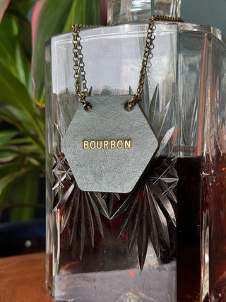 Hexagon Leather Bottle Tag - Personalised gifts for the home - gifts for the bar - little extra gifts - Father’s Day gifts