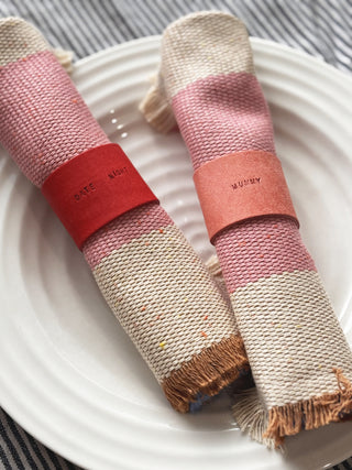 Mini Text Personalised Leather Napkin Rings