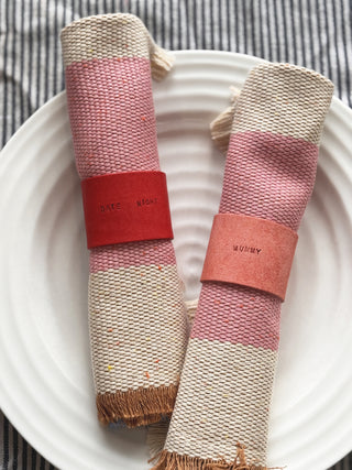 Mini Text Personalised Leather Napkin Rings