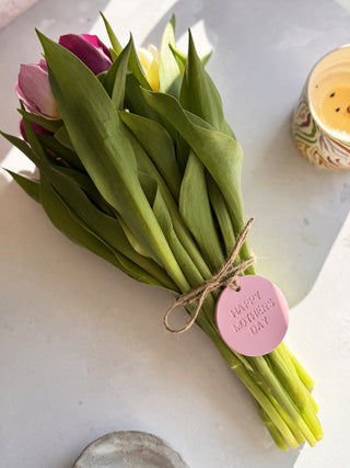 Leather Flower Label Tags.