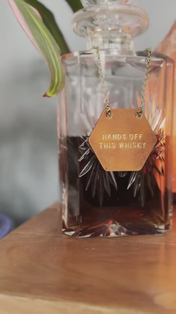 Hexagon Leather Bottle Tag - Personalised gifts for the home - gifts for the bar - little extra gifts - Father’s Day gifts