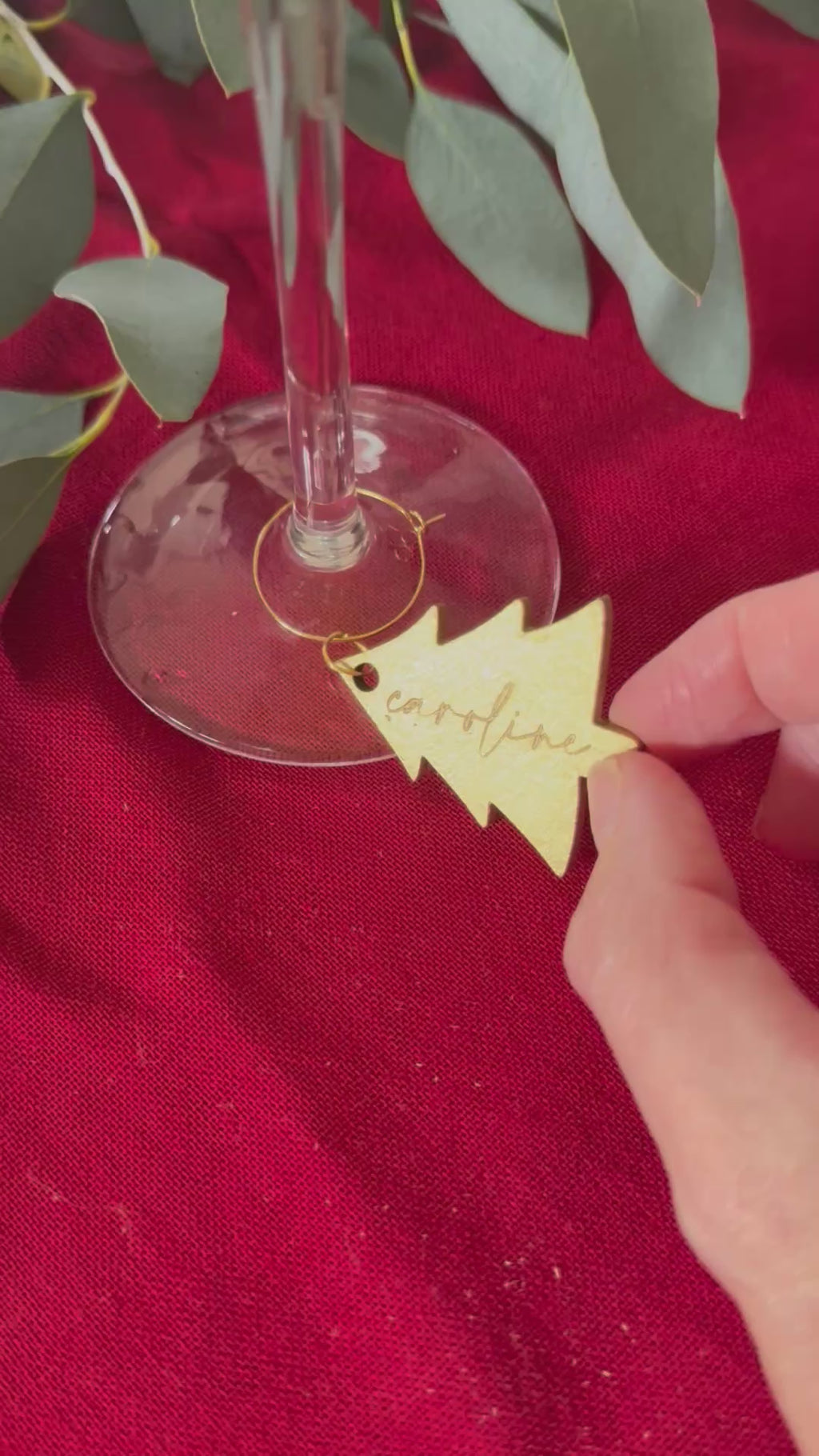 Gold leather wine glass charm