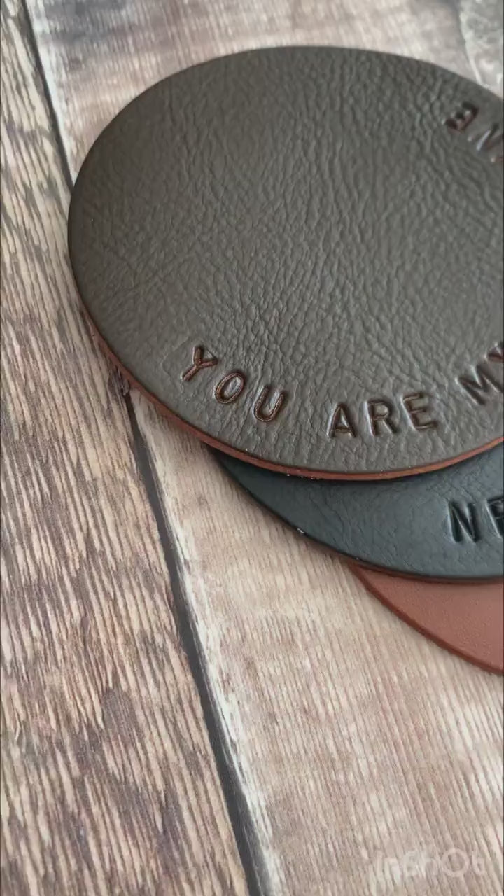 Classic Hand Stamped Leather Coasters - Gifts for the home, new home gifts, Father's day gift, personalised home office gift