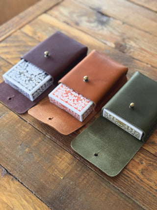 Tan Handmade Leather Playing Cards Holder