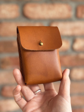 Tan Handmade Leather Playing Cards Holder