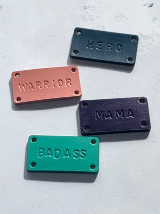 Hand Stamped Leather Tag For Beanie Hat. Personalised Hat Label.