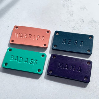 Hand Stamped Leather Tag For Beanie Hat. Personalised Hat Label.