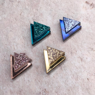Art Deco inspired glitter triangle studs by Bright Smoke
