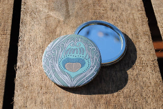Slate Peacock Liberty Print Mirror