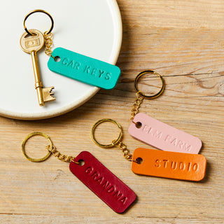 Mother's Day Leather key fob, keyring personalised by hand. Leather anniversary gifts