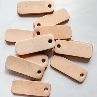Leather keyring blanks, Veg tan leather scraps.
