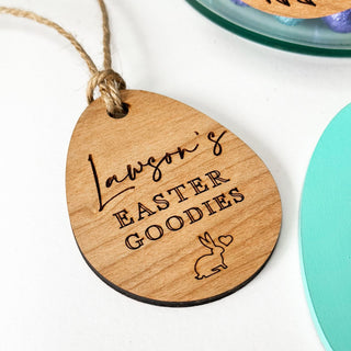 Personalised Engraved Easter Basket Tags, Easter Egg Hunt Labels, Wooden Easter Eggs