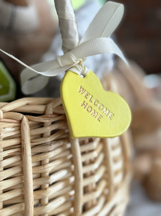 Handmade Personalised Leather Tags, Newborn Basket, Welcome Home Gift, Gift For Baby, Baby Hamper Tag