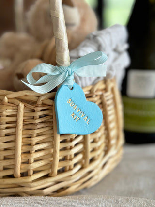 Handmade Personalised Leather Tags, Newborn Basket, Welcome Home Gift, Gift For Baby, Baby Hamper Tag