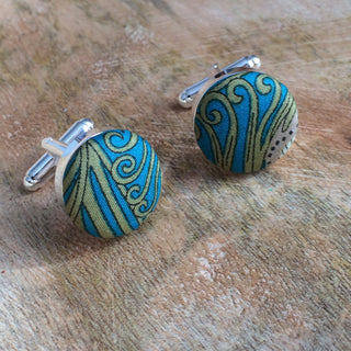 turquoise peacock cufflinks