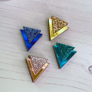 Art Deco inspired glitter triangle studs by Bright Smoke